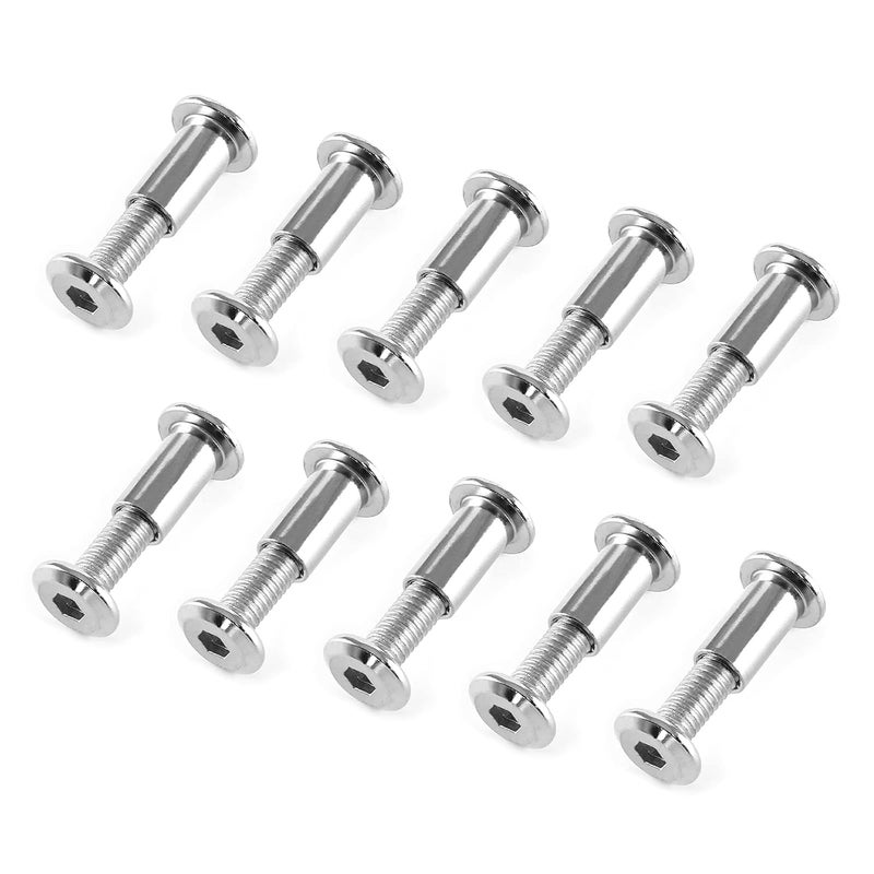 Jersvimc 10 Pair(20 Piece) M6x20mm Hex Drive Socket Cap Bolt with Allen Wrench, Silver Furniture Connector Bolts M6 Countersunk Screw Barrel Nuts Binding Screws for Crib Replacement Belt Cabinet - Image 2